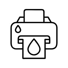 Printer icon vector illustration for printing document and image with ink drop design and line art style