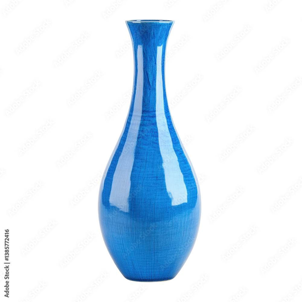 Poster elegant blue vase with intricate patterns standing tall against a soft background highlighting its d
