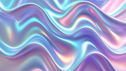 Obraz premium Abstract Light Purple Blue Gradient Hologram Flowing Wavy Silk Flowing Curtain Drape Fabric Texture Background