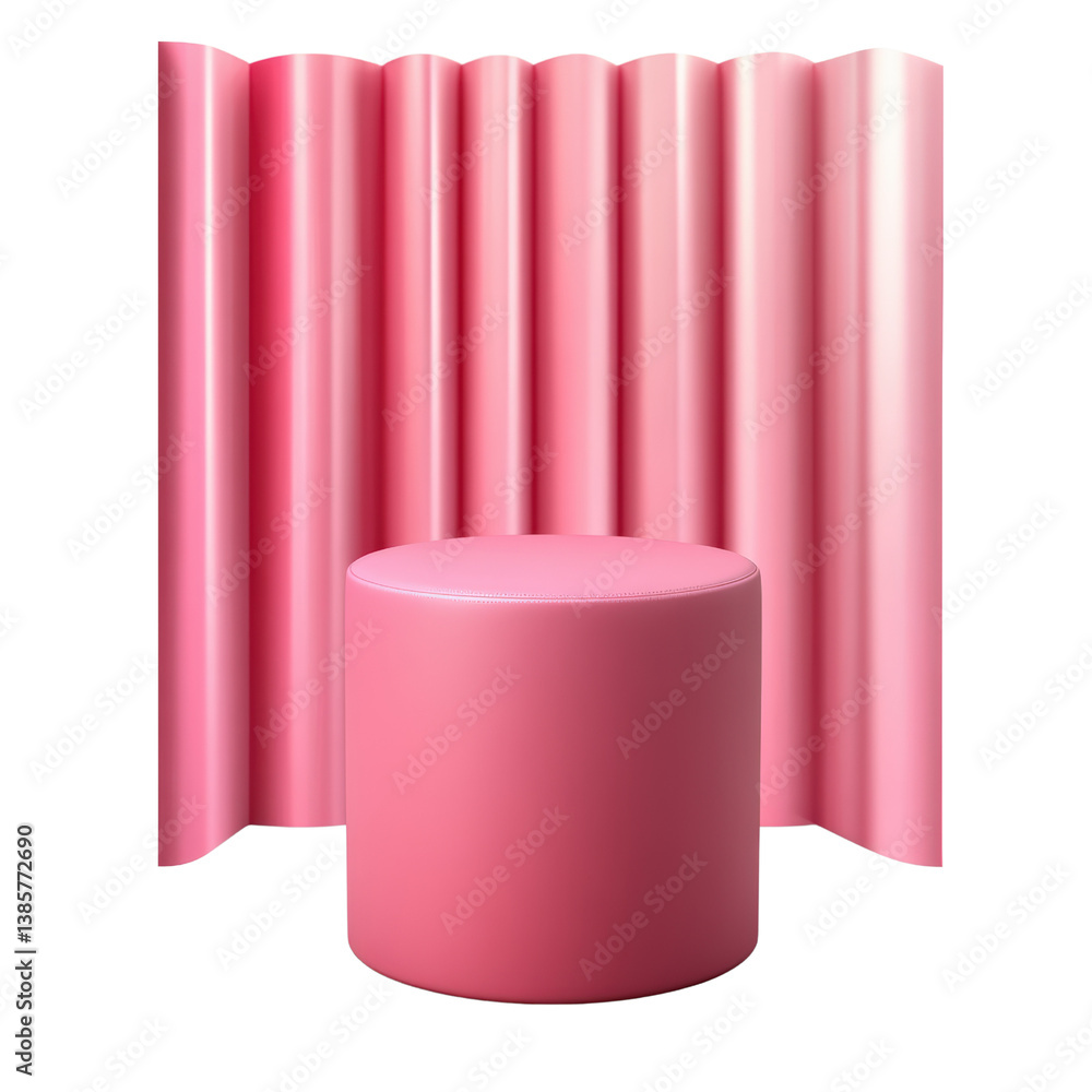 Poster stylish pink cylinder object with a smooth finish showcasing its minimalist design against a neutral