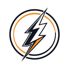 Electric Bolt Icon in Circle Vector Lightning Power Symbol .