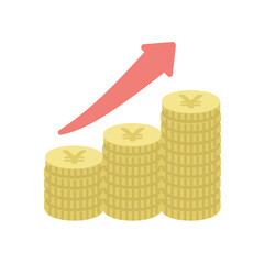 お金が増える  上昇する矢印  イラスト