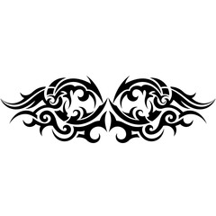 Symmetrical Tribal Pattern Design Black And White Used For Border Or Decoration With Copy Space
