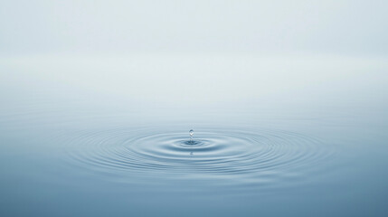 Water Droplet Creates Ripples on Glassy Blue Surface