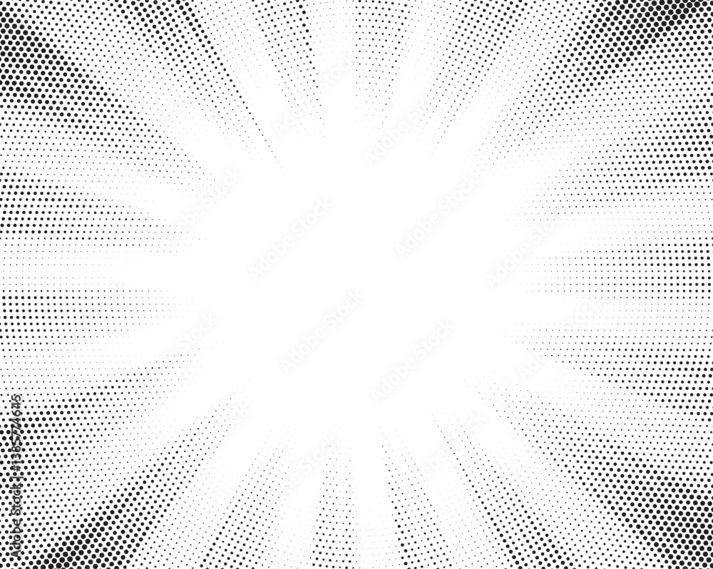 Leinwandbilder Halftone gradient sun rays pattern. Abstract halftone vector dots background. monochrome dots pattern. Vector background in comic book style with sunburst rays and halftone. Retro pop art design.