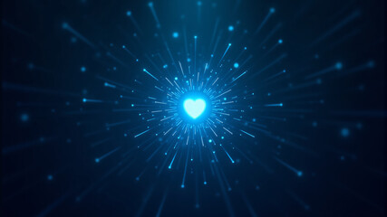 Naklejka premium Radiant Heart in Blue Light