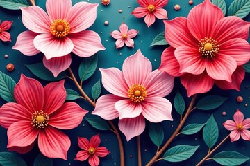 Fluid, interconnected floral motif Overlapping blossoms create a cohesive whole , motif, vine, winter