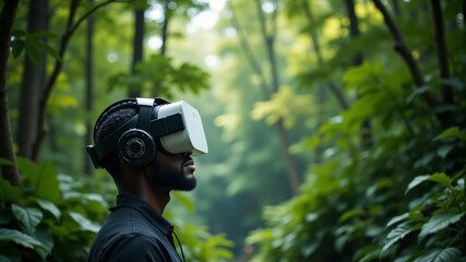 Fototapeta premium Exploring Virtual Reality in Nature
