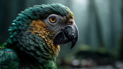Obraz premium Colorful macaw parrot close-up on white background exotic tropical animal with studio light and vibrant feathers