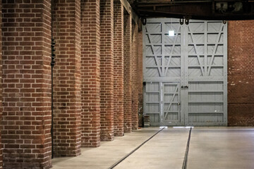 Empty Industrial Warehouse Interior with Brick Walls and Wooden Beams, Maizuru, Kyoto, Japan