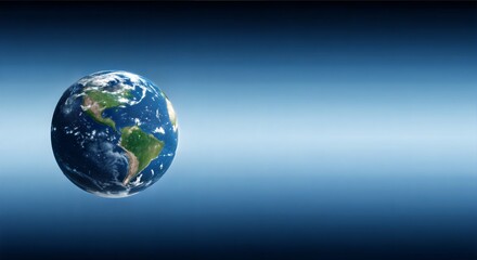 Earth in Space Against a Dark Blue Background  