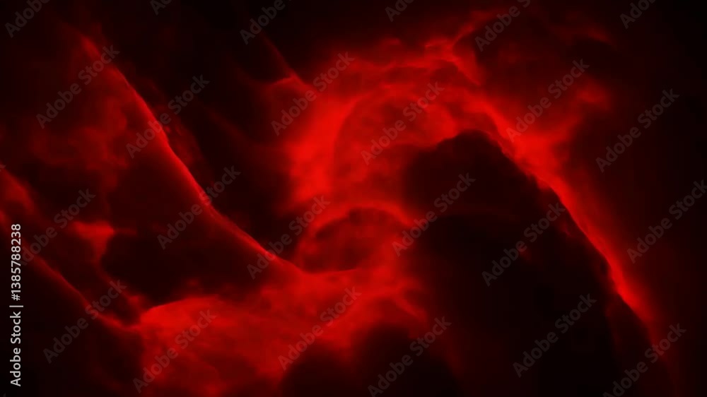 Poster red swirling cosmic nebula in deep space. mesmerizing galaxy formation. abstract celestial backgroun