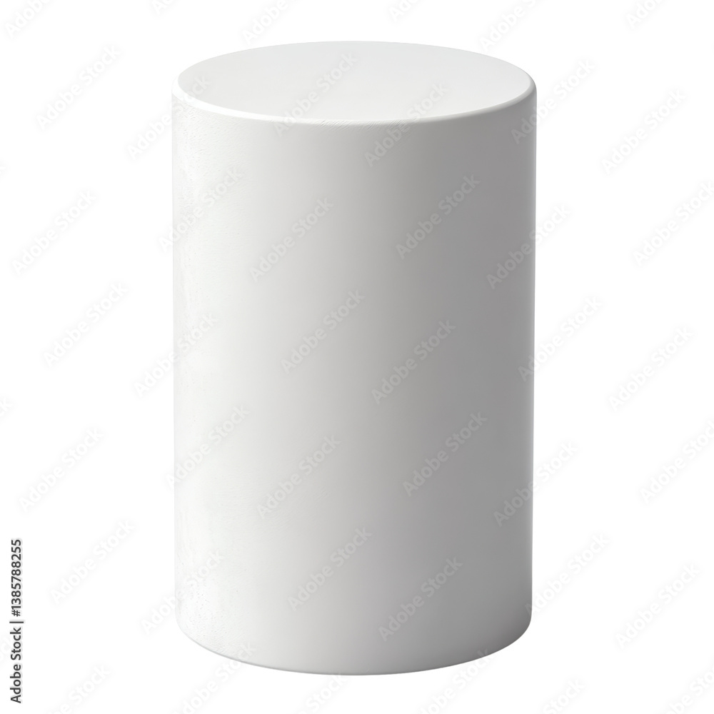 Poster simple white cylinder object positioned against a soft background highlighting its clean lines and m