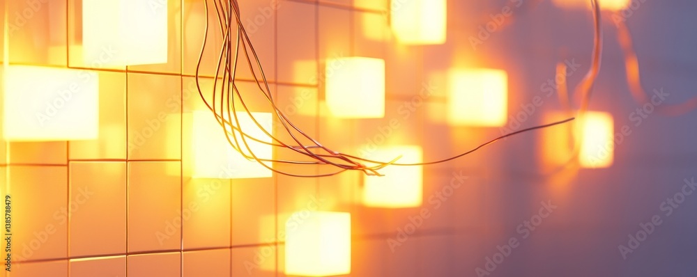 Poster modern glowing lights create an ambient atmosphere in a space.