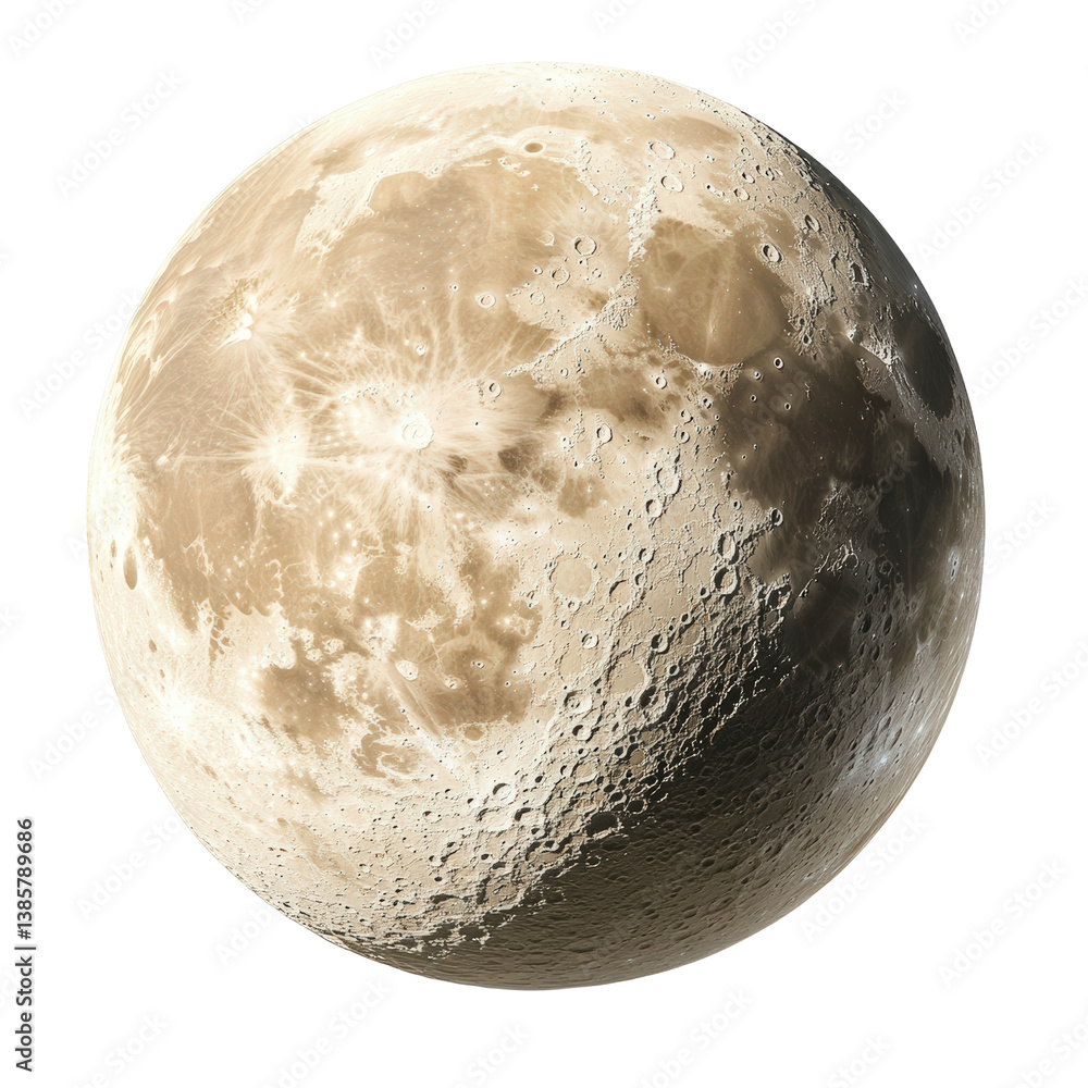 Poster breathtaking view of the moon captured from an airplane high above the clouds in the night sky isola