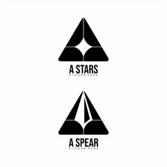 Fototapeta premium Initial letter A logo design with star and spearhead symbol.