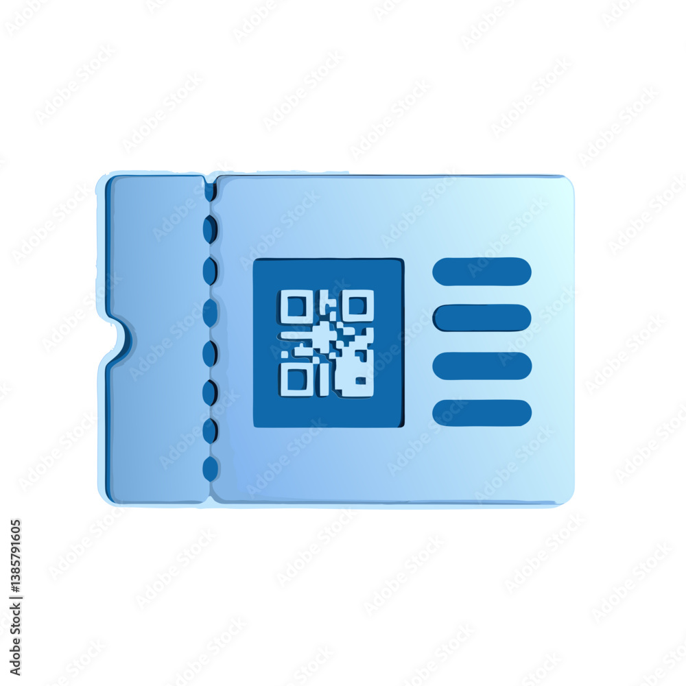 Poster qr code ticket icon vector design in blue colors for technology and event access concept