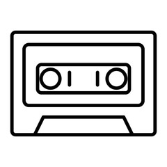 
Illustration of a black audio cassette icon on a white background