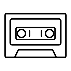 
Illustration of a black audio cassette icon on a white background