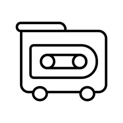
Illustration of a black audio cassette icon on a white background