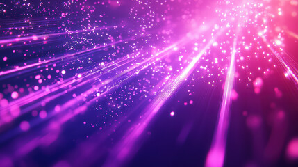 Obraz premium Cosmic Brilliance: Abstract composition showcasing a stunning array of radiant pink and purple lights streaking across a deep space, evoking a sense of the vast universe and technological wonder.