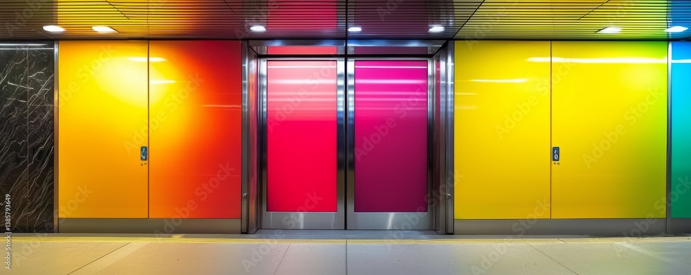 Poster vibrant abstract wall design with colorful gradient patterns.