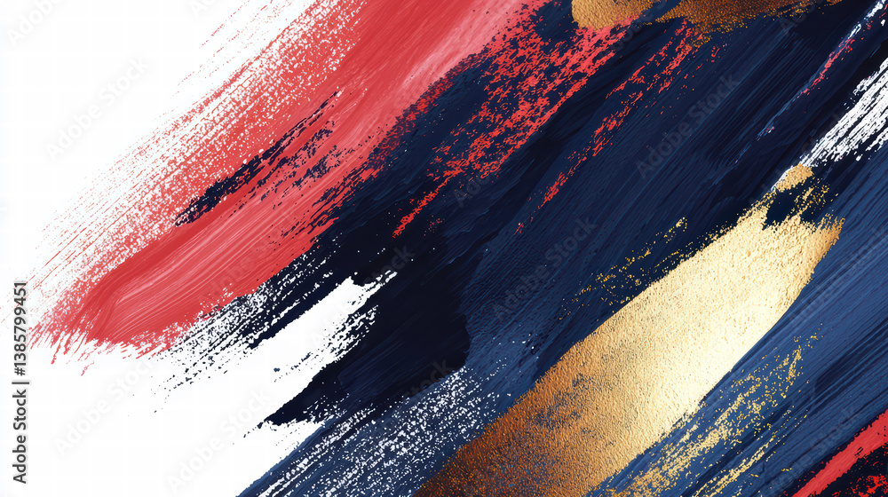 Poster vibrant brushstrokes: an abstract art composition that showcases a bold interplay of color and textu