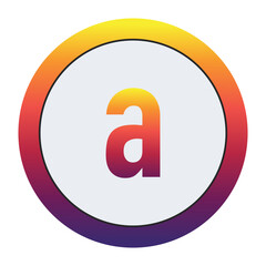 Vibrant Gradient : Modern, eye-catching Lowercase Letter a in yellow-red-purple gradient within a white circle and matching ring. Conveys innovation and dynamic branding. Ideal for tech or creative.