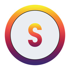 Vibrant Gradient : Modern, eye-catching Lowercase Letter s in yellow-red-purple gradient within a white circle and matching ring. Conveys innovation and dynamic branding. Ideal for tech or creative.