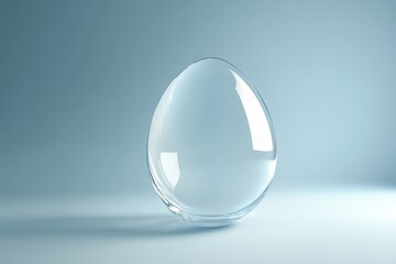 Clear Glass Egg on Light Blue Background