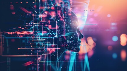 Obraz premium Tech - Style Poster Background: Igniting Creativity with Futuristic Visuals and Digital Aesthetics