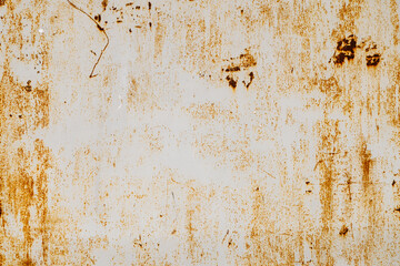 rusty flat sheet steel with peeling white paint
