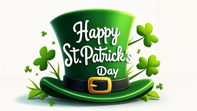 A green hat with the words "Happy St. Patrick's Day" written on it.