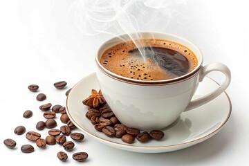 Obraz premium Coffee in a cup isolated on transparent background