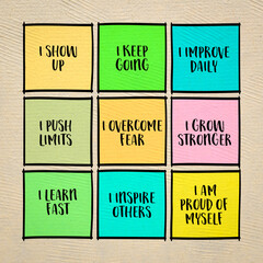 I am proud of myself - set of inspirational notes, positive affirmation concept