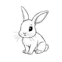 Obraz premium Adorable Bunny: This illustration features a cute and innocent bunny, perfectly rendered in detailed linework. Capturing its charm, the bunny is drawn with meticulous care.