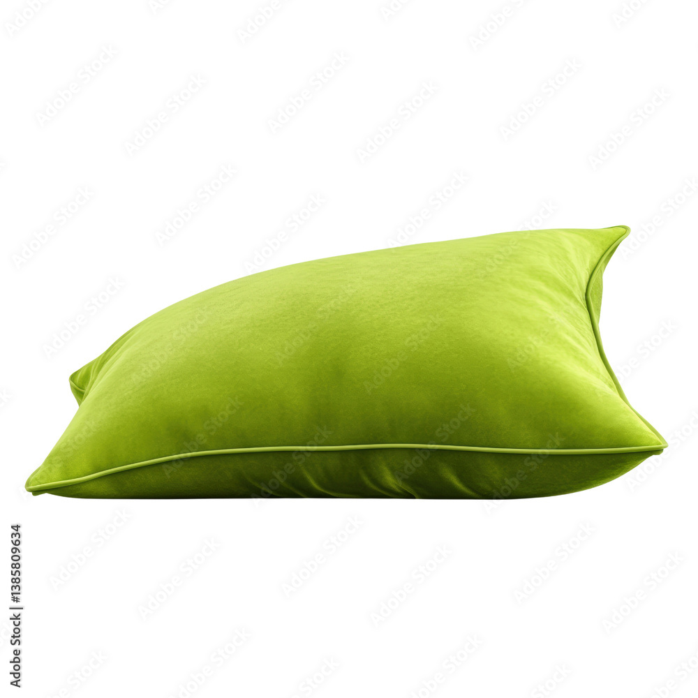 Poster soft green pillow with plush texture placed on a neutral background creating a cozy and comfortable 
