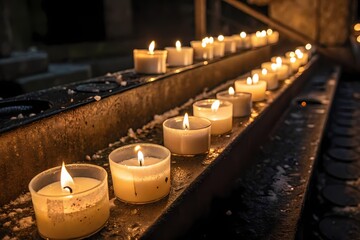 Burning candles in church