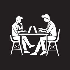 Fototapeta premium man using laptop simple minimalist illustration design vector