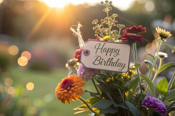 Happy birthday card with flowers