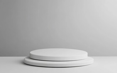 White pedestal display podium, studio backdrop, minimalist scene