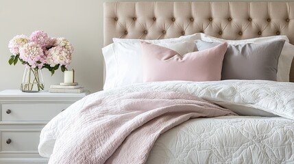 Cozy pastel bedroom retreat soft and romantic space home decor serene environment inviting viewpoint