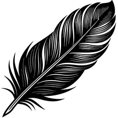 Black Detailed Silhouette Vector of Elegant Feather Design