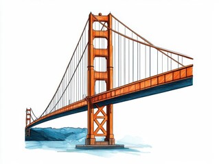 Fototapeta premium Crosssectional technical drawing of the Golden Gate Bridge s stiffening truss, emphasizing loadbearing geometry