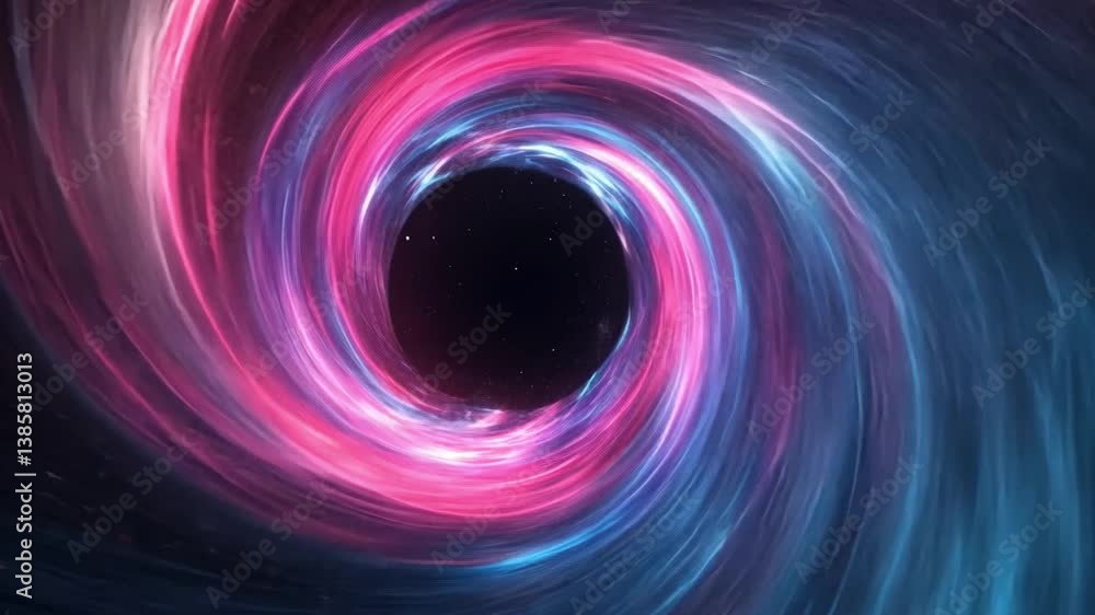 Poster abstract swirling vortex of vibrant colors creating a cosmic tunnel effect with hints of stars and l