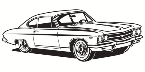 Classic Car Vector Illustration - Vintage 1960s Automotive Design