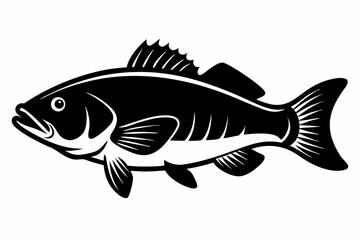 black bass silhouette black vector