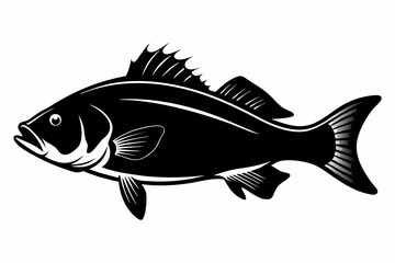 black bass silhouette black vector