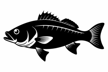 black bass silhouette black vector