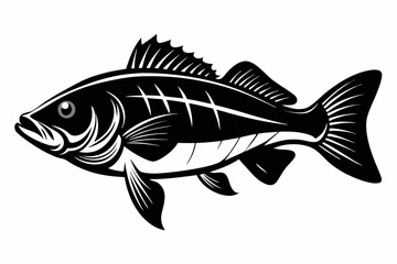 black bass silhouette black vector